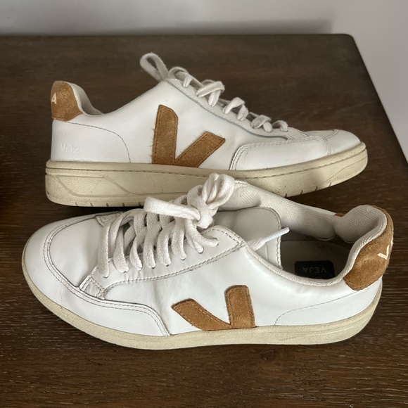 VEJA Sneakers V-12 extra white camel sneakers in 5 - Picture 3 of 7